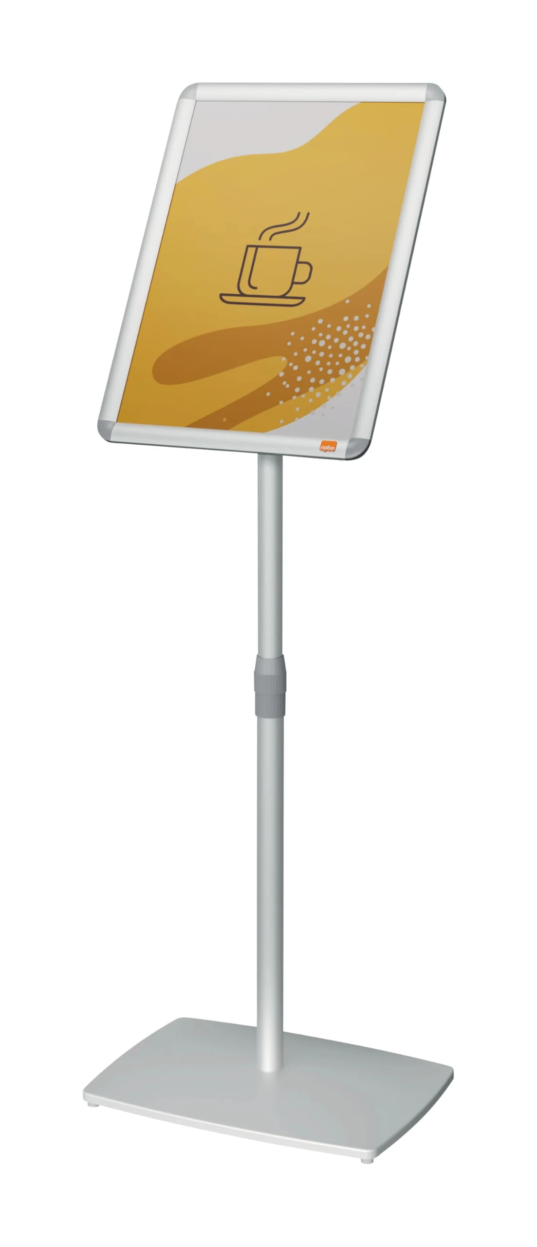 Nobo A3 Sign Holder Display Stand With Snap Frame, Freestanding Poster Frame, Height Adjustable, Portable, Aluminium Trim, Premium Plus, Silver, 1902384