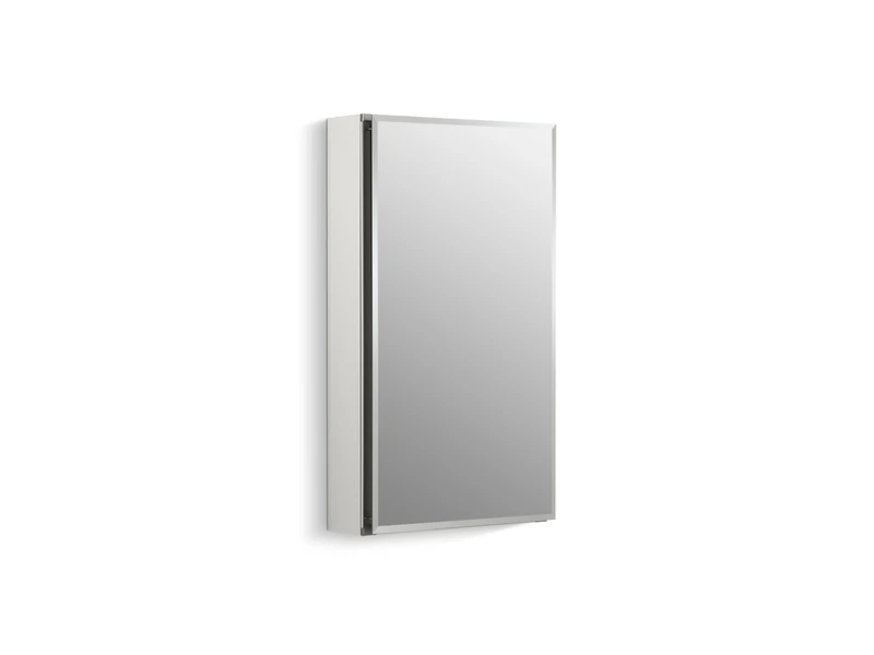 Kohler CB-CLC1526FS 15" W x 26" H Single-Door Bathroom Medicine Cabinet with Mirror, Recessed or Surface Mount Bathroom Wall Cabinet, Beveled Edges