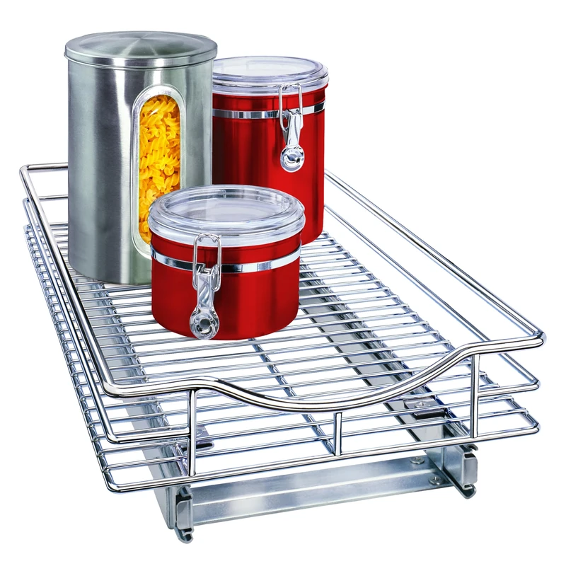 Lynk Professional Pull Out Under Cabinet Sliding Shelf, Metal, Chrome, 11" W x 18" D