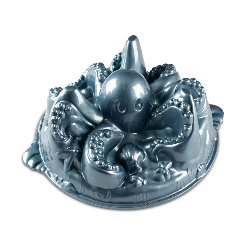 Nordic Ware 57024 Octopus Non Stick Cake Tin, Octopus Shaped Cake Mould, Made from Cast-Aluminium, Made in The USA, Colour: Blue, 10 Cup Capacity - Image 1