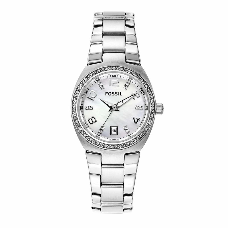 Fossil Ladies Sport, Stainless Steel case and Bracelet Watch with mop dial