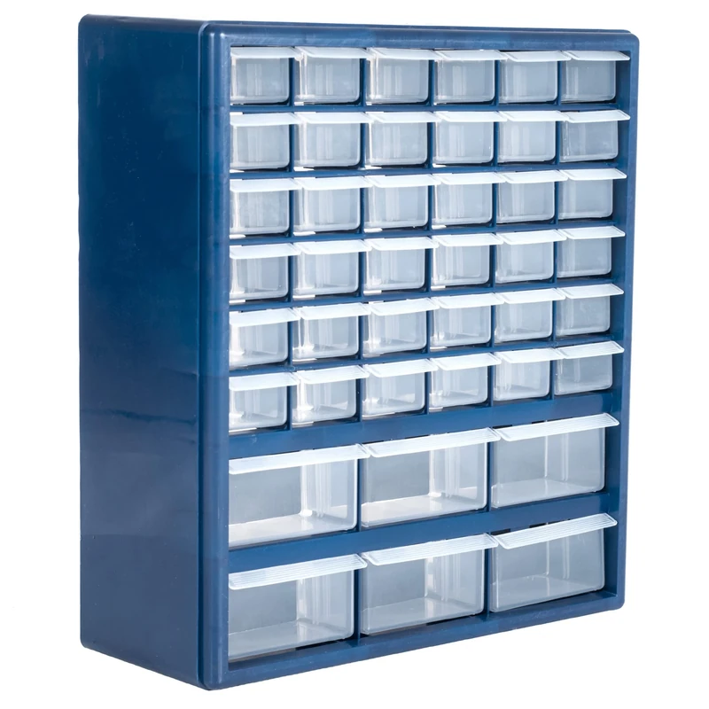Stalwart Plastic Storage Drawers – 42 Compartment Organizer – Desktop or Wall Mount Container for Hardware, Parts, Crafts, Beads, or Tools, 10 Targets