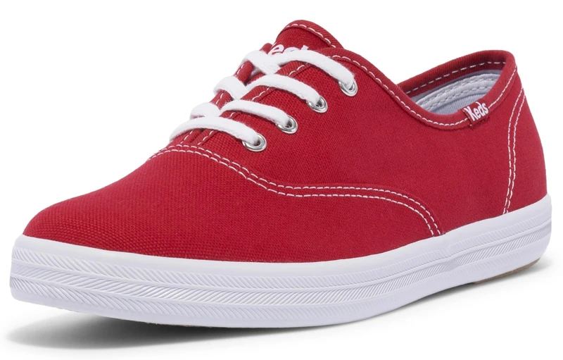 Keds Women's Champion Lace Up Sneaker, Red Canvas, 5 UK
