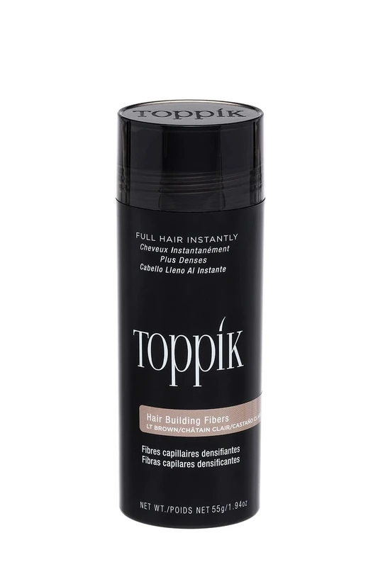 Toppik Hair Building Fibres Powder, Light Brown, 55g Bottle - for A Thicker-looking Hairline, Crown and Beard, Instant Thinning Concealer for Men and Women