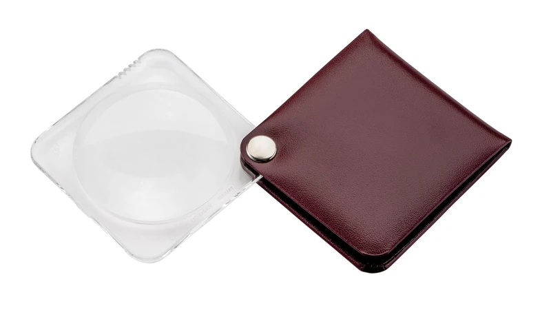 Eschenbach Optik Classic Folding Magnifying Glass 3.5 x Lens Diameter 60 mm Leather Case Square Carmine Red