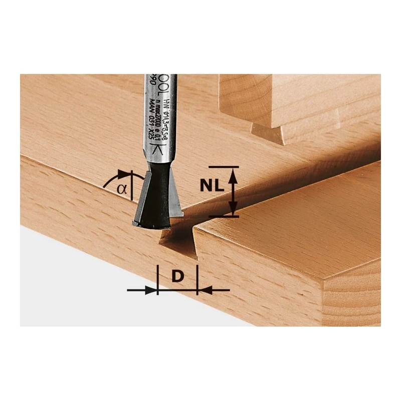 Festool Dovetail Cutter HW S8 D14,3/13,5/15 deg - 8mm Shank