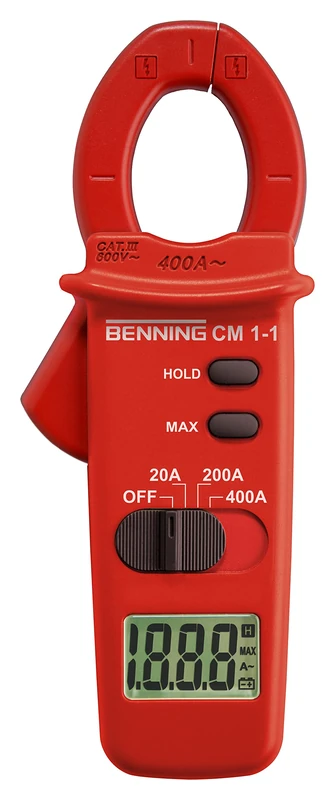 Benning 044061 "CM 1-1" Digital Current-Clamp Multimeter, Red