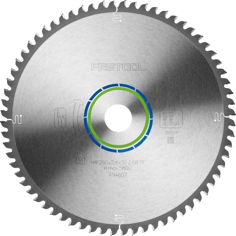 Festool 494607 Aluminium Saw Blade HW 260x2,4x30 TF68 for KS 120, KS 88, Silver