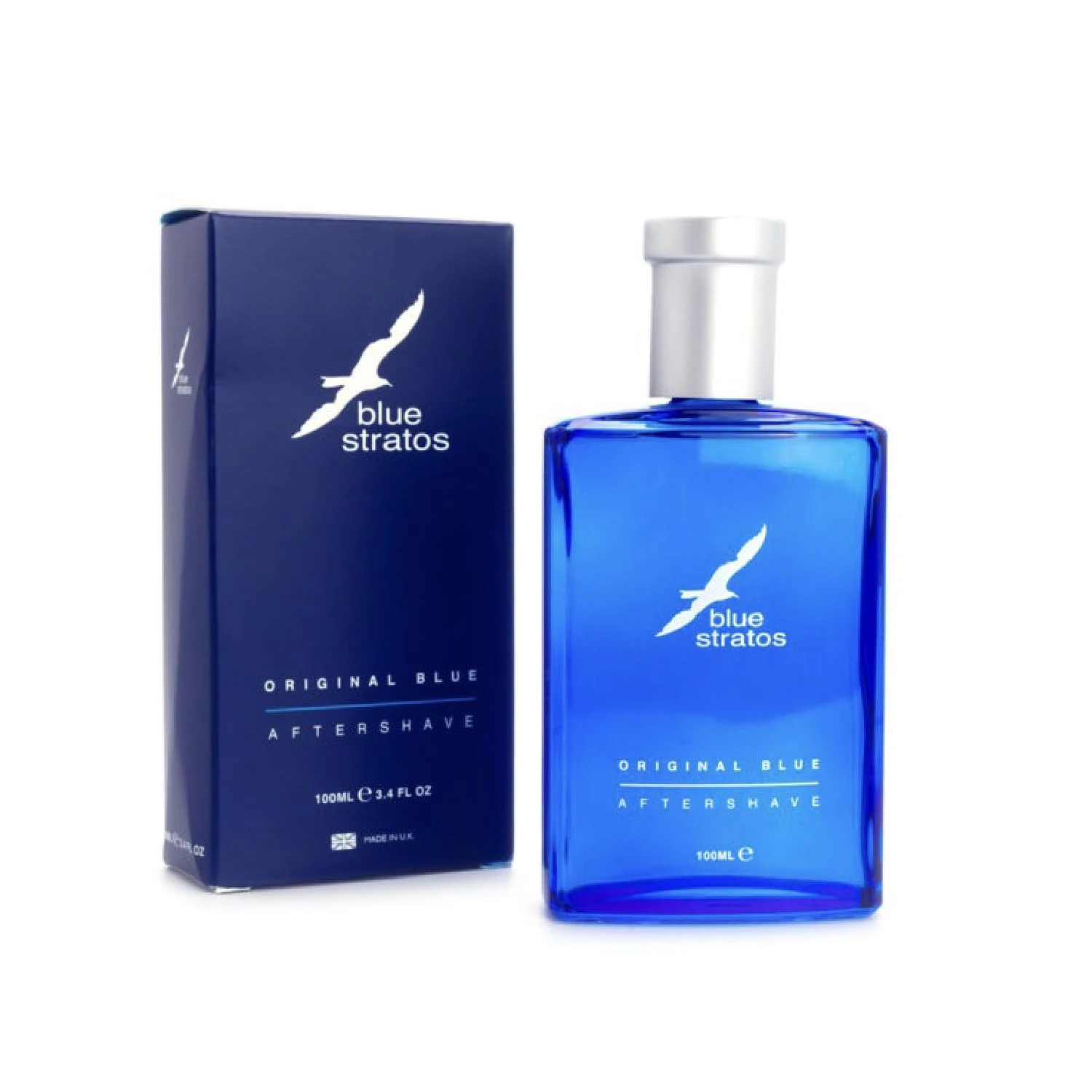 Blue Stratos Aftershave, Original Blue for Men, Bathroom Essential, Mens Aftershave, Classic Scent of Cedarwood, Vanilla, and Musk, 100ml