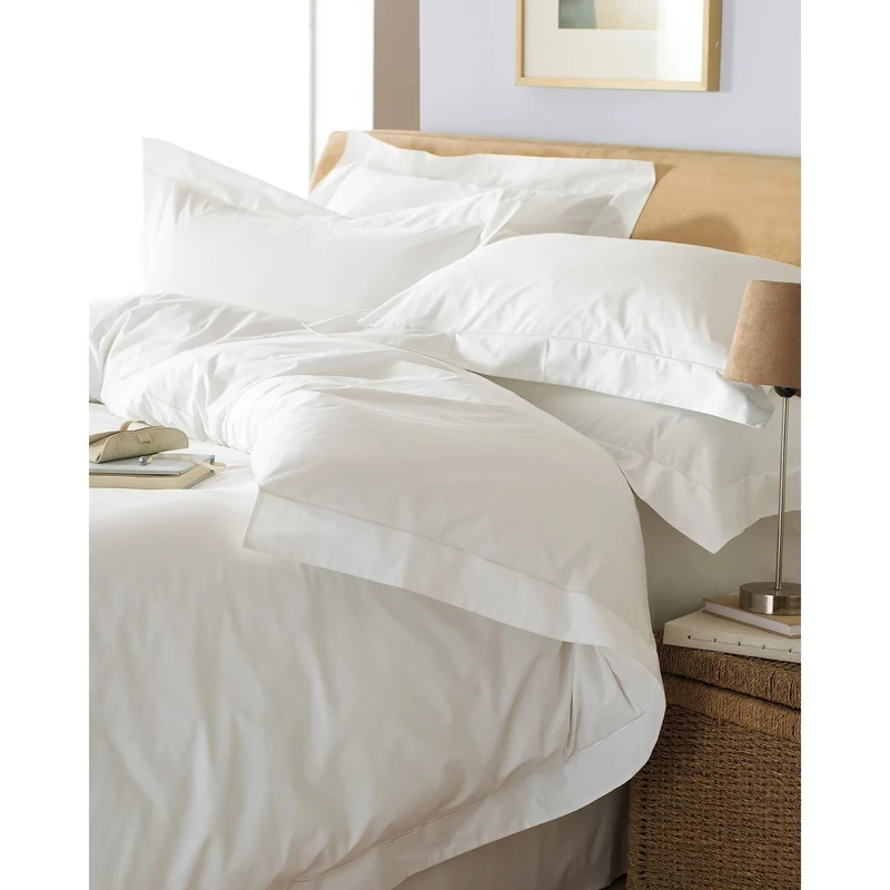 Paoletti 5-Star Hotel Quality Oxford Super King Duvet Set - 200 Thread Count Percale White Cotton - Machine Washable