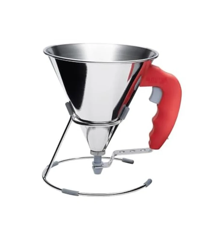 De Buyer 3353.40 Kwik Mini Piston Funnel 0.8 Litres - Stainless Steel Red