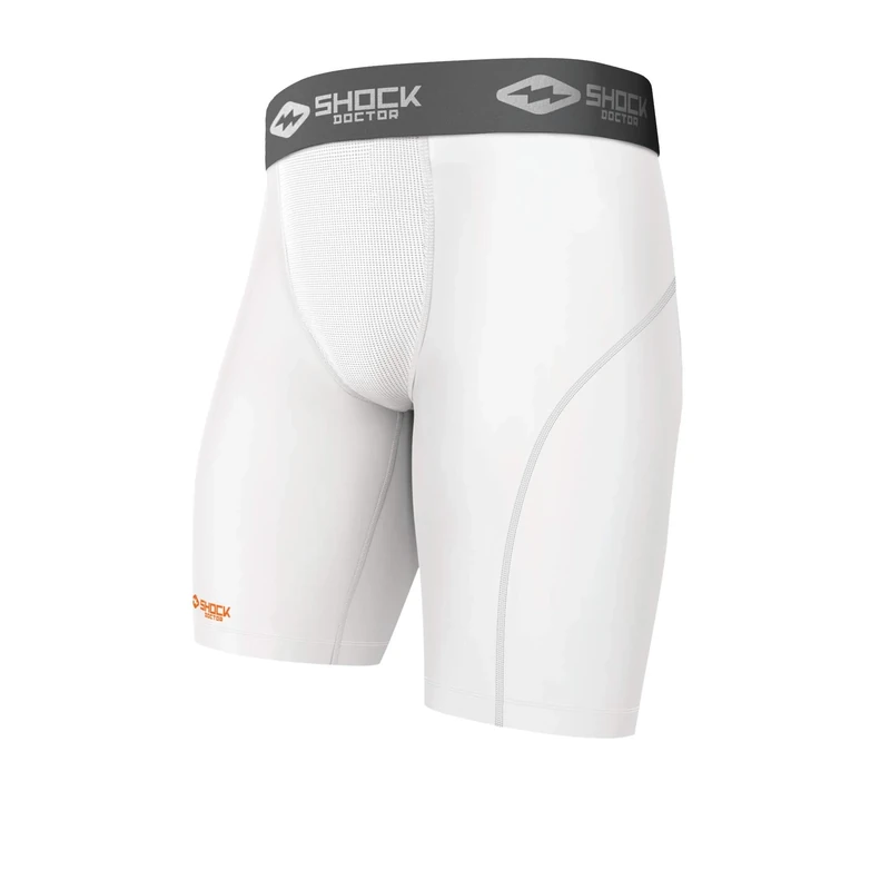 Shock Doctor 220 Compression Short with Cup Pocket, White - Small