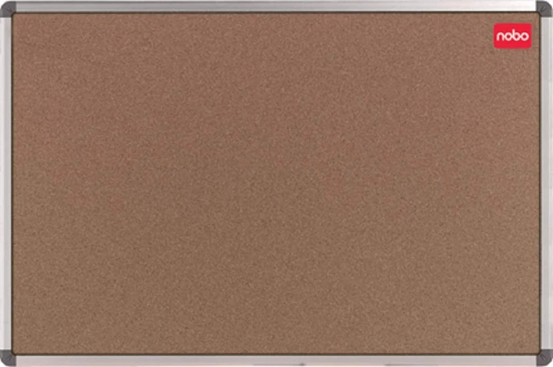 Nobo 1902118 Cork Board with Aluminium Frame / Assembly Kit / Foil-Packed Whiteboard and Memo Board / Protection on Corners / 90 x 60 cm Brown