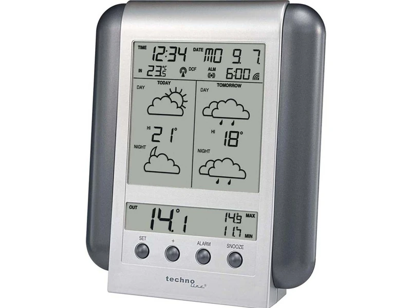 Technoline Smart Effects Meteotronic WM5412 Radio Controlled Alarm Clock and Two Day Forecast Weather Station with Outside Sensor - Image 1