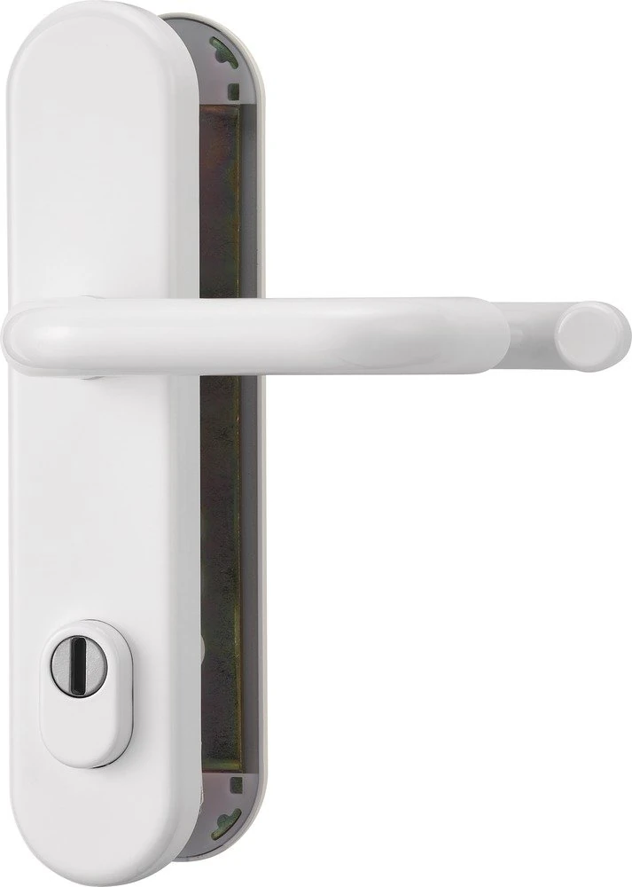 ABUS HLZS814 W EK 12238 Handle and Handle Door Fitting with Cylinder Protection with Handles on Both Sides Round White
