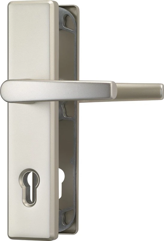 ABUS HLS 214 DD F2 421121 Door Protection Fitting with Handle on Both Sides, Nickel Silver (Packaging May Vary), 83051, F2 Nickel Silver, Double-Sided Handle