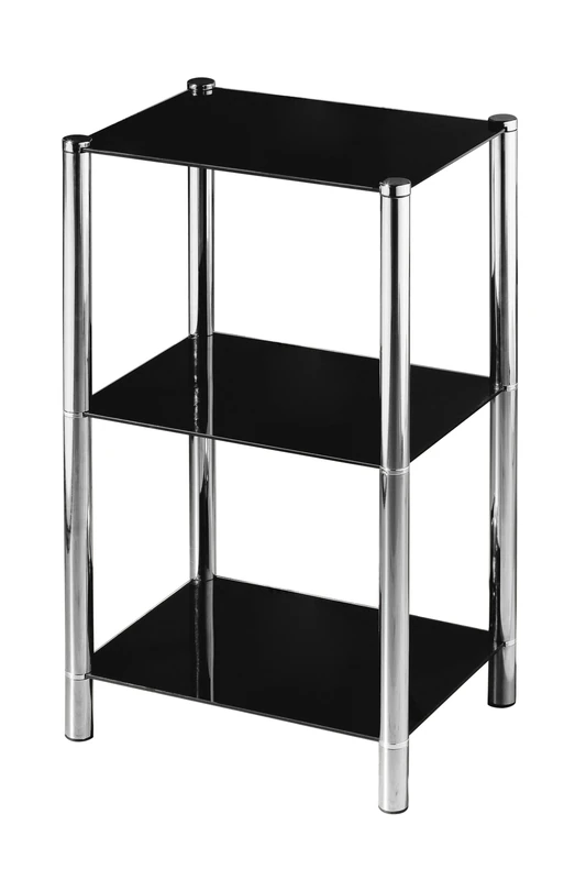 Premier Housewares 2401187 3 Tier Unit Black Glass Shelves70 x 41 x 31 cm
