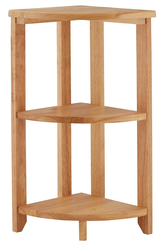 Premier Housewares Shelving Unit / Wooden Corner Shelf Unit / Bathroom Shelf / Plant Stand - 3 Tier