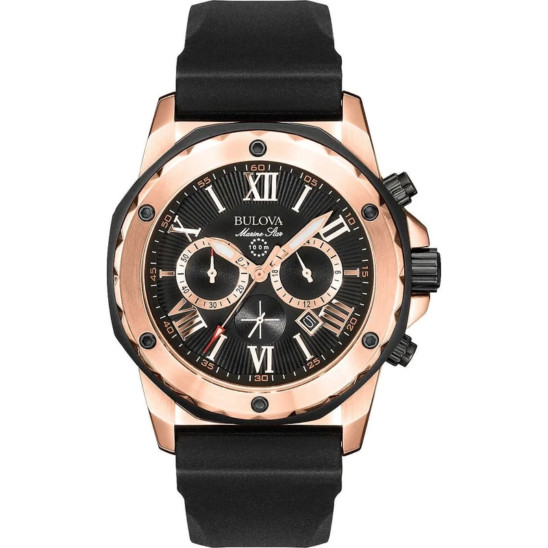 Bulova Men's Chronograph Quartz Watch with Rubber Strap 98B104