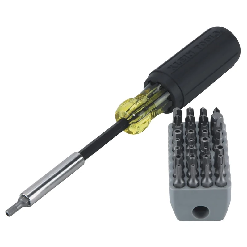 Multibit Screwdriver 32-in-1 Multi Tool, Sturdy Bit and Screw Holding Magnet, Tamperproof Torx, Hex and Torq Set, Klein Tools 32510, Grey