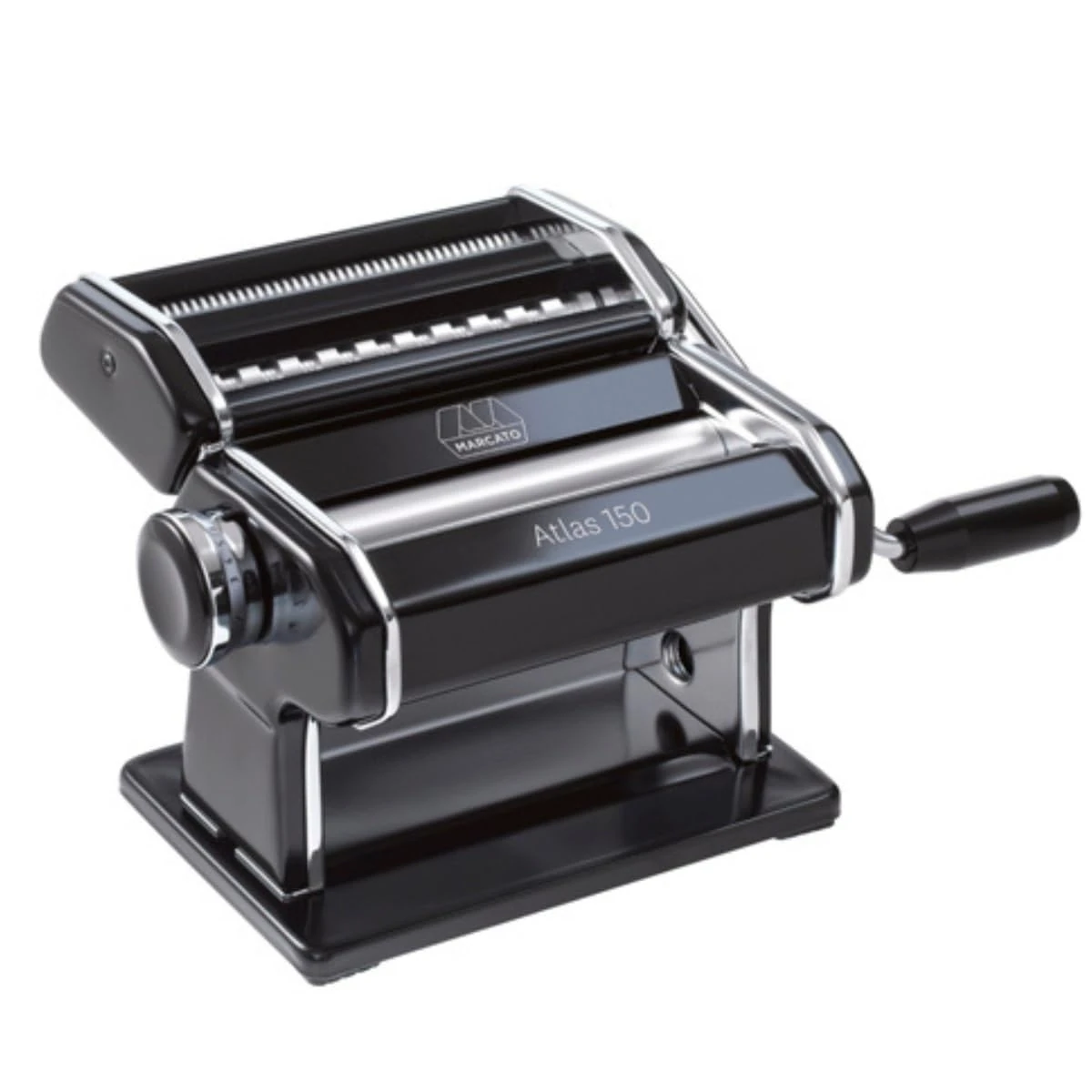 Marcato Pasta Machine, Pasta Maker, Pasta Roller, Anodised Aluminium, for Lasagna, Fettuccine, Tagliolini, Compatible with 11 Extra Attachments, Made in Italy. Model: Atlas 150, Black