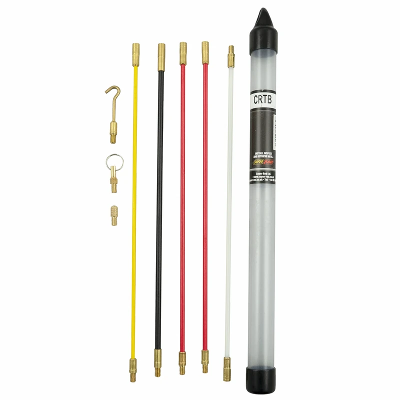 Super Rod CRTB Toolbox Set Includes 1.3m 4.2ft Cable Installation Kit with 3 Cable Handling Attachments