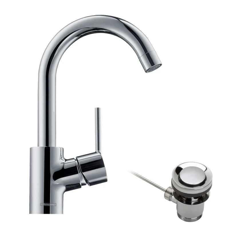hansgrohe Talis S Basin Mixer Tap 200 with swivel spout and pop-up waste, chrome, 32070000