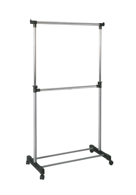 HAKU Möbel Wardrobe Alu, Chrome, Grey, Synthetic Material, Metal - Size: W 90 cm X H 120-210 cm X D 43 cm, Style: Modern