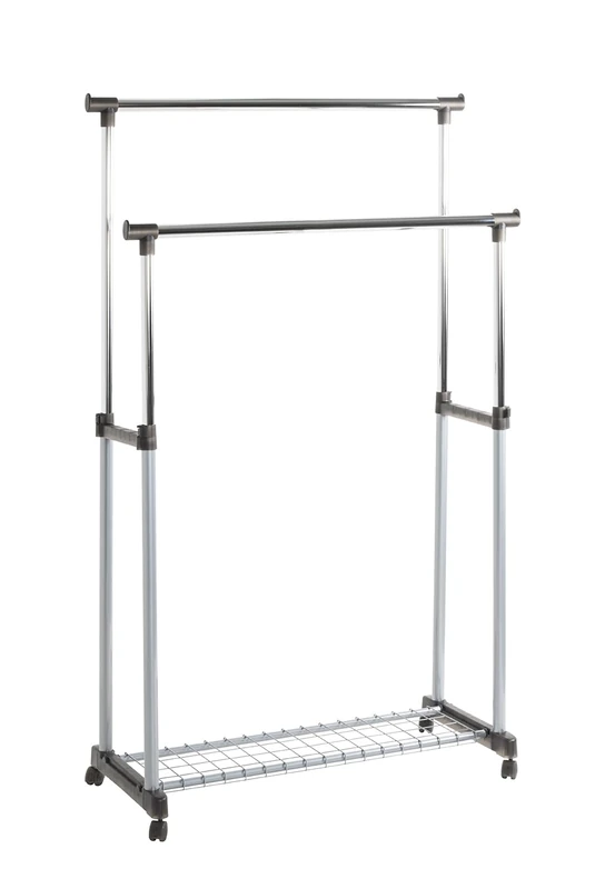 HAKU Mobel Wardrobe - Chrome and Grey Modern Clothes Rail