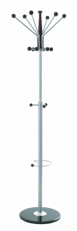 HAKU Möbel Hall-Tree Alu, Dark Brown, Marble, Metal - Size: H 182 cm X Ø 42 cm, Style: Modern