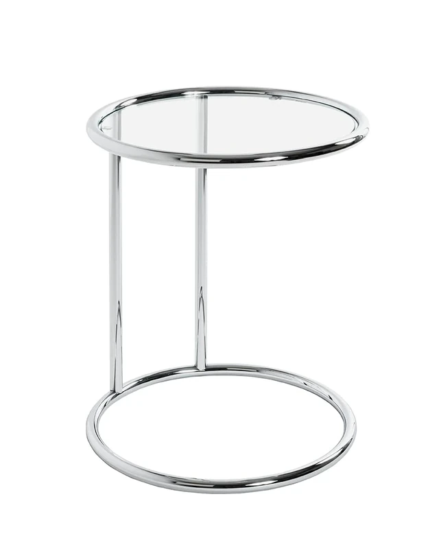 Bean Bag Bazaar HAKU Möbel End Table Chrome, Metal, Tempered Glass - Size: H 55 cm X Ø 45 cm, Style: Modern