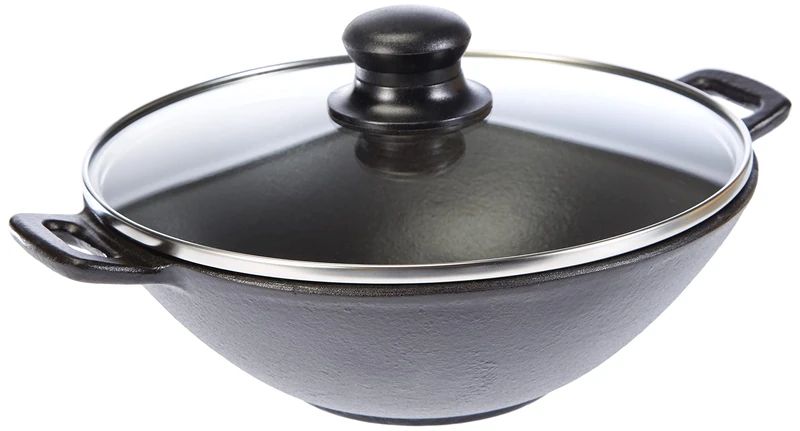 Kela Cast Iron Mini Wok Set with Glass Lid and Steamer - 24 cm