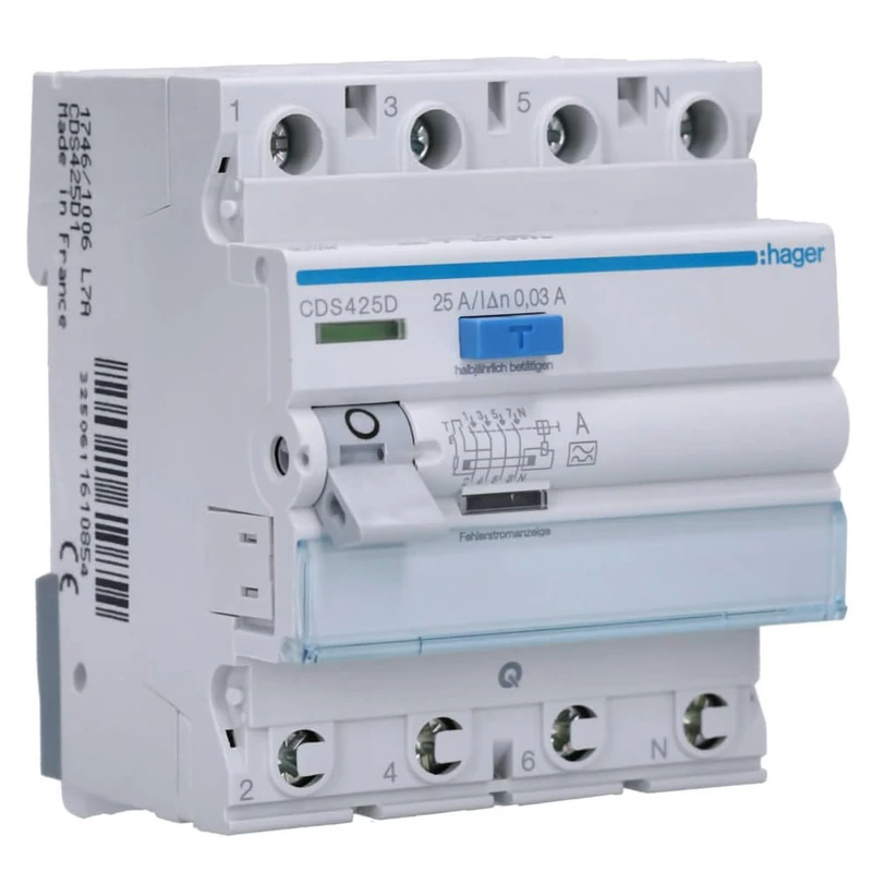 Hager CDS425D FI-Schalter 4P 6kA 25A 30mA Typ A QC