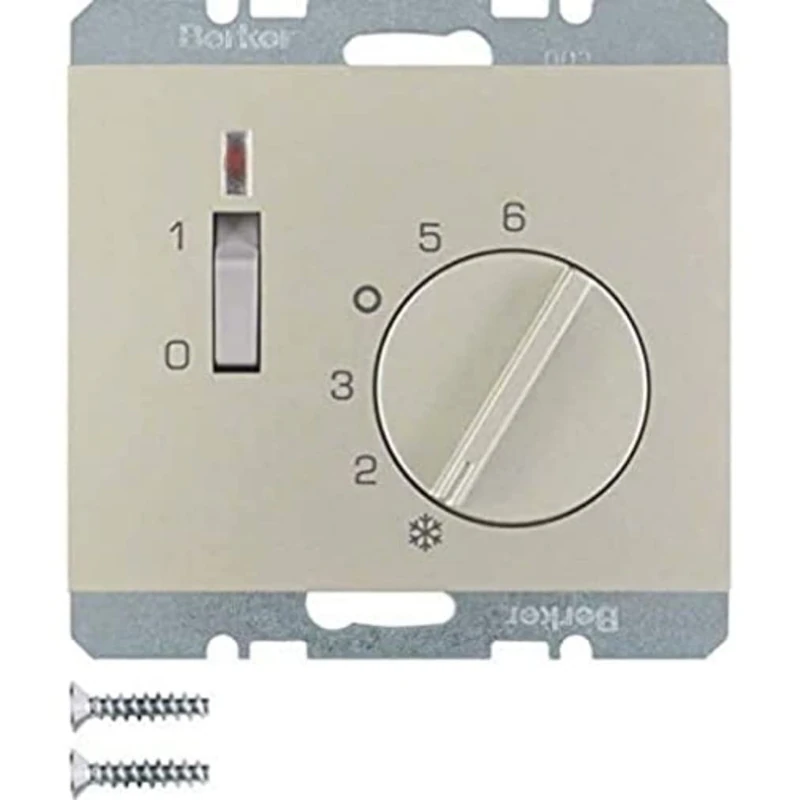 Hager K.5 Thermostat Plate with Switch and Stainless Steel Lens