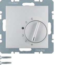 Hager – Plate Series 1/B1/B3/B7 Thermostat with Switch Aluminium