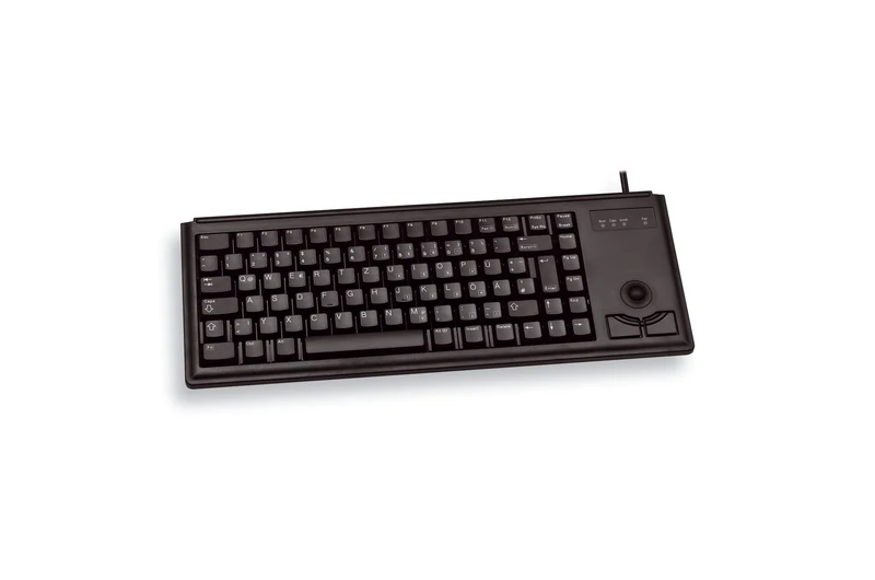 CHERRY G84-4400, Compact Keyboard with Built-in Trackball, UK-Layout (QWERTY), Wired (PS/2-Connection), 2 Mouse Keys, Mechanical ML Switches, Black