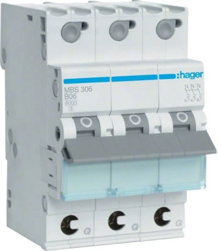 Hager MBS306 FI/LS Switch 10A 1p+N C 0.03mA 400V Grey/White