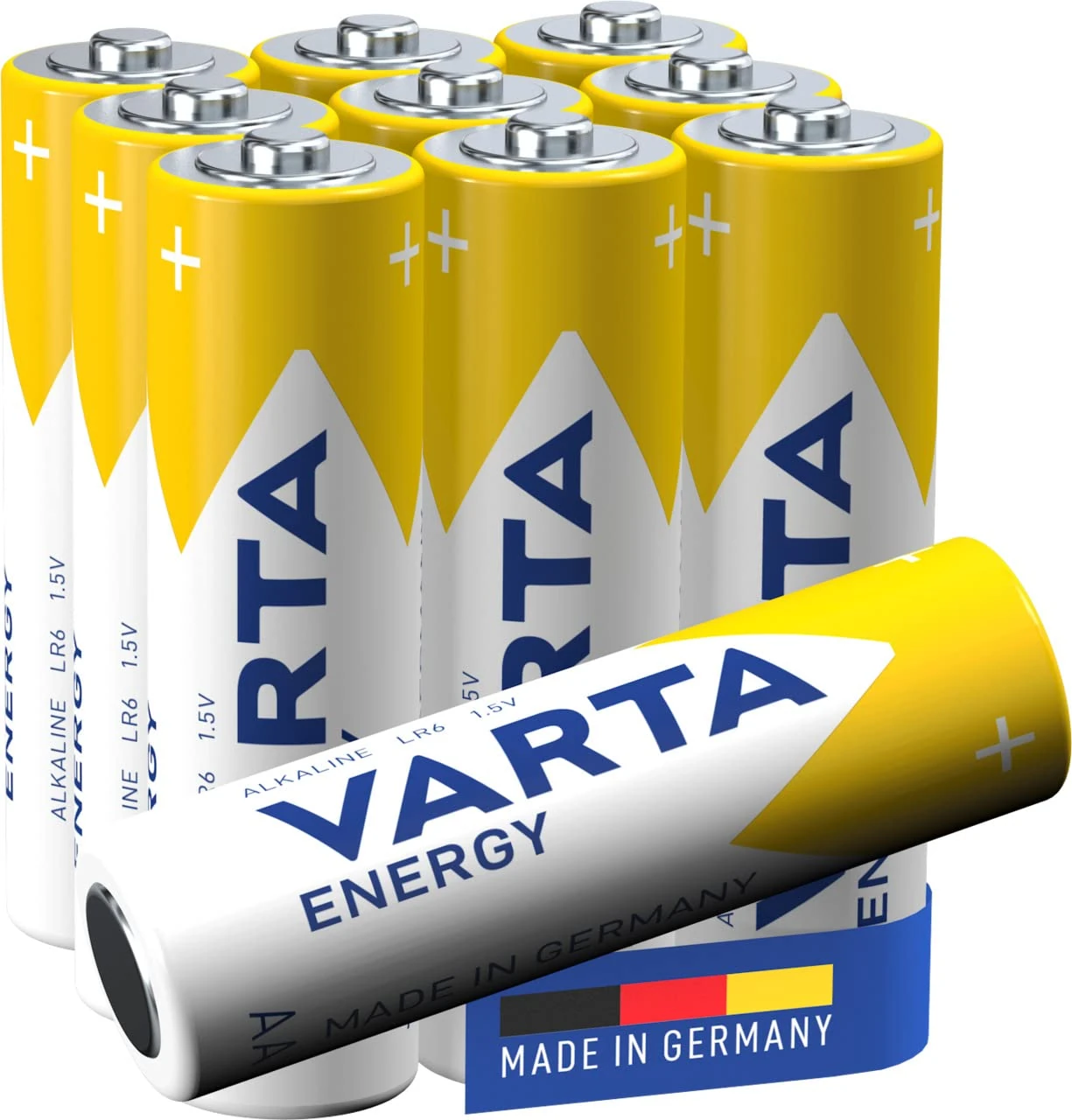 Varta Energy AA Battery (Pack of 10) Alkaline Battery - “Made in Germany” - Suitable for Radios and Wall Clocks