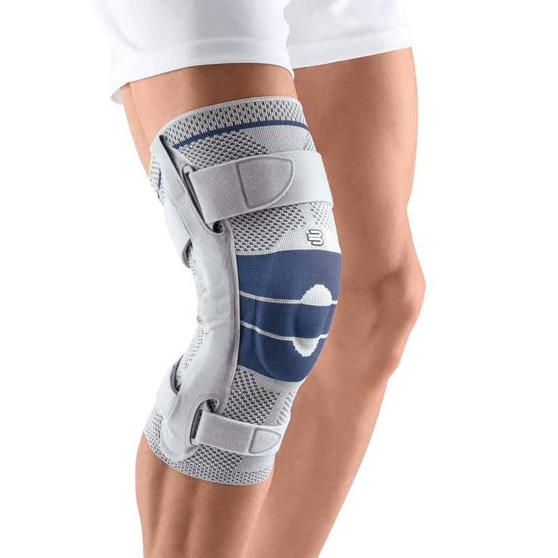 Bauerfeind GenuTrain S - Knee Support - Unisex - For Increased Stabilisation of the Knee Joint after Injury, Surgery or for Chronic Conditions Such as Knee Osteoarthritis or Arthritis - Left Knee - Size 5 - Titanium