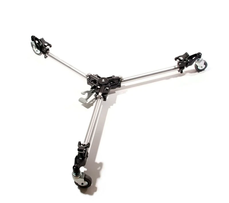 Manfrotto 181 Folding Auto Dolly For Twin Spiked Metal Feet Tripods, Silver