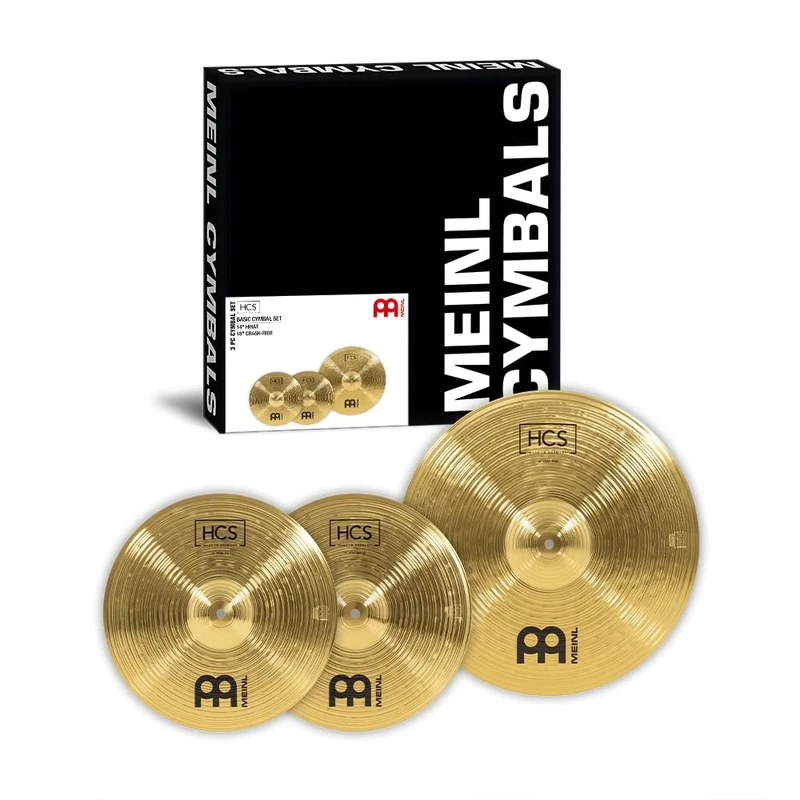 Meinl Cymbals HCS Basic Cymbal Set (Video) Box Pack with 14 inch Hihat and 18 Crash-Ride for Drum Kit (35,56-45,72cm) Traditional Finish Brass (HCS1418)