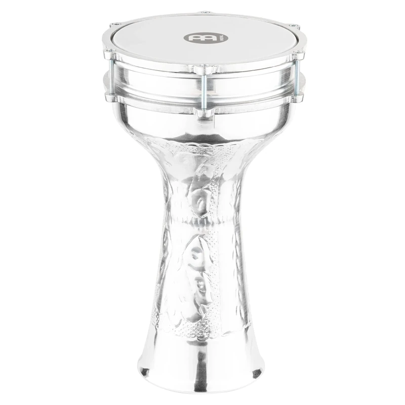 Meinl Percussion Aluminum Jingle Darbuka - Very Large Handdrum - With Jingle Effect - Diameter 8.25 Inches - Aluminum, Silver (HE-315)