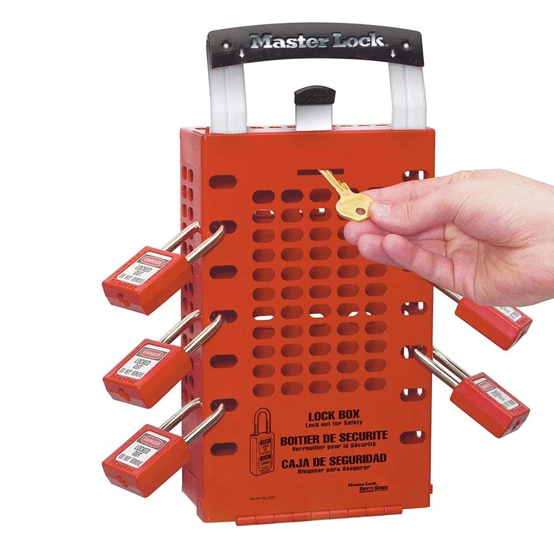 Master Lock 503RED Lockout Group Box Wallmounted or Portable up to 14 Employees