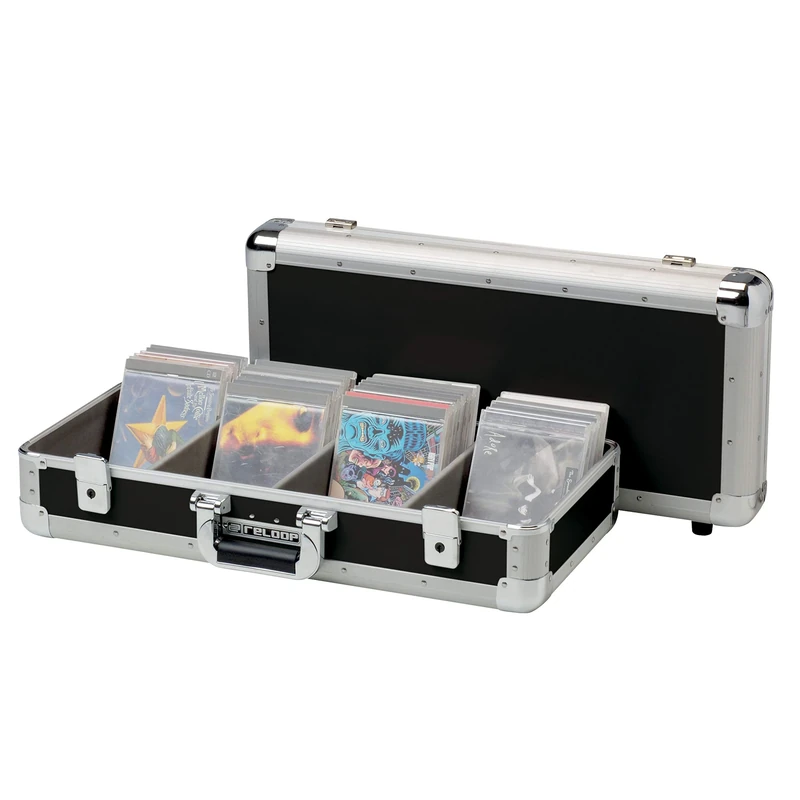 Reloop 100 CD Case – Professional CD Case, Extremely Robust Construction, 4-Way Dividers, 2 Lockable Snap Locks, Black