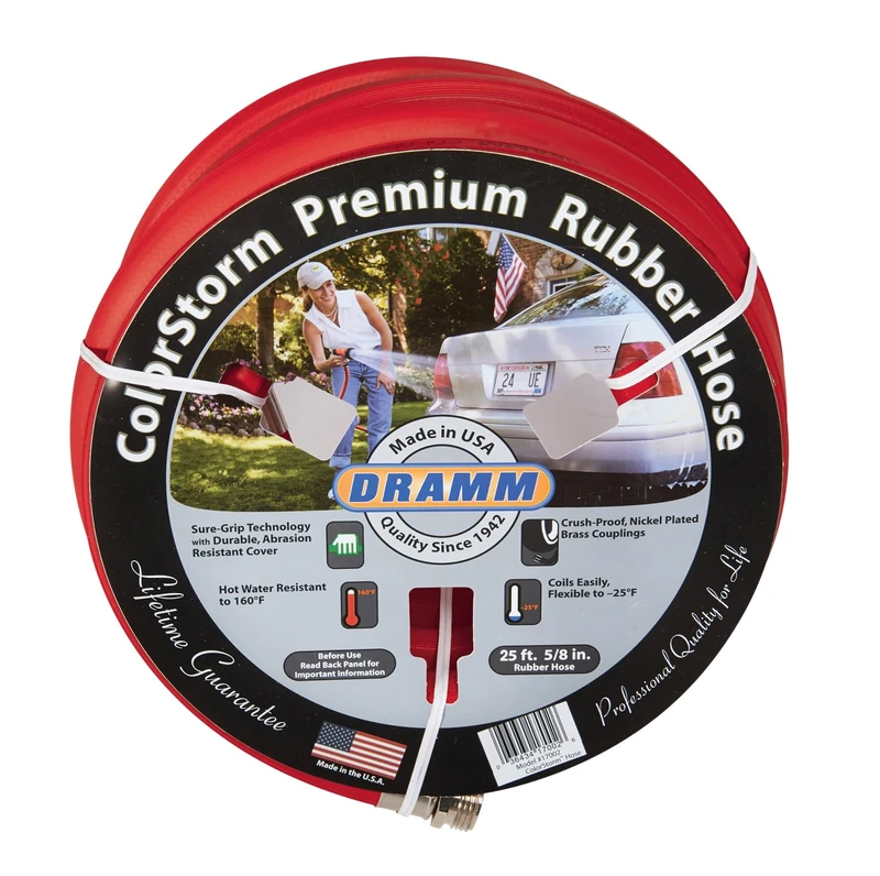 DRAMM 17001 ColorStorm Rubber Garden Hose, 5/8" x50', Red - Image 1