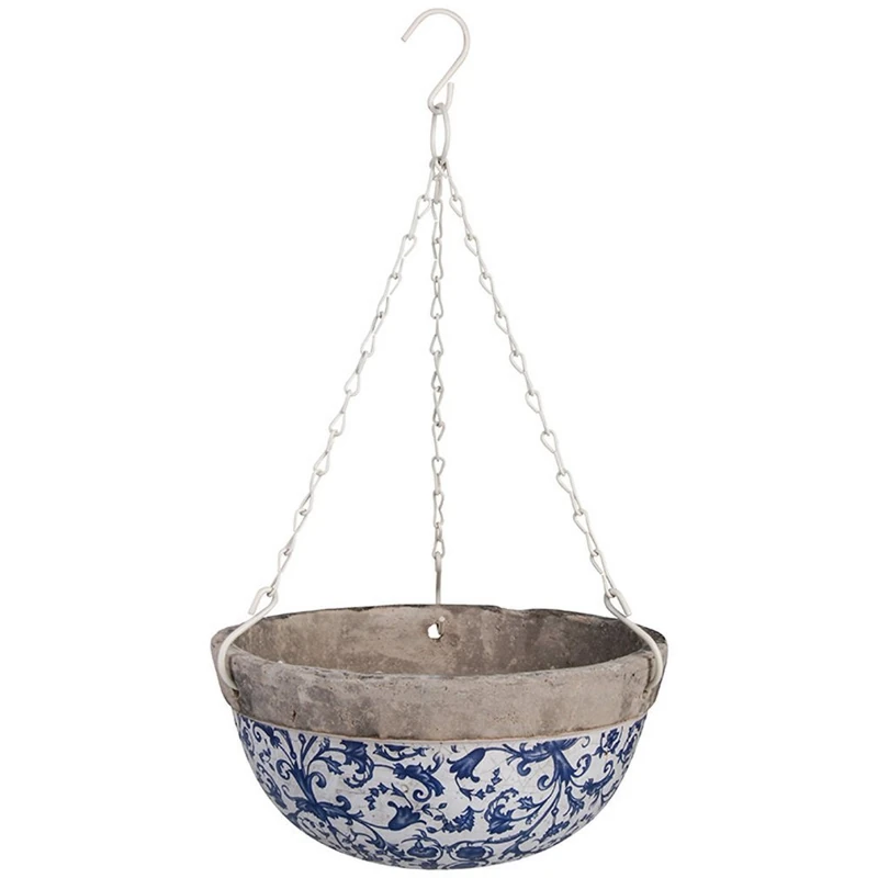 Esschert Design AC03 Metal Hanging Basket - Blue and White