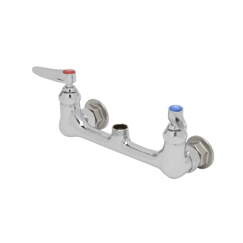 T&S Brass B-0230-LN B-230LN Chrome Wall Mount 2 Hole Faucet, Full