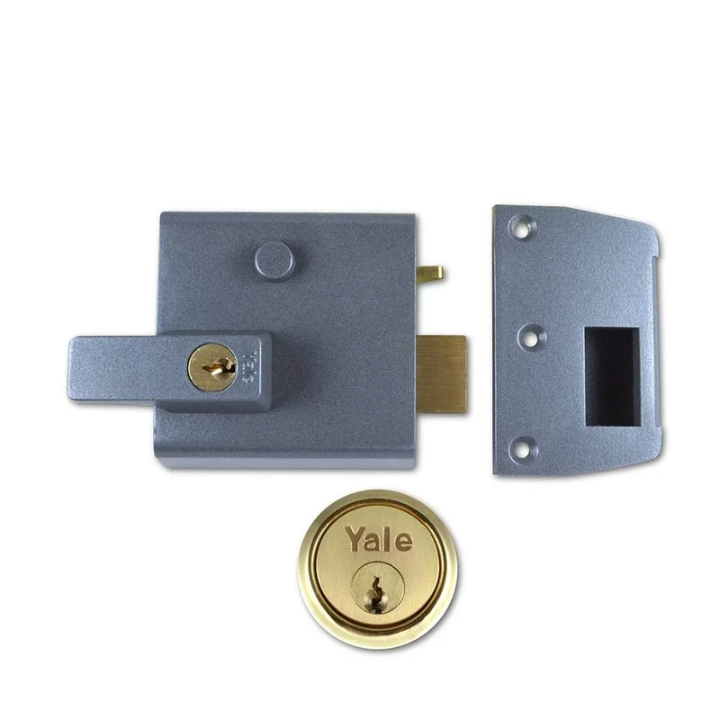 Yale B-1-DMG-PB-60 - Double Locking Nightlatch - 60mm - Dark Metallic / Polished Brass Finish High Security can be locked from inside with key