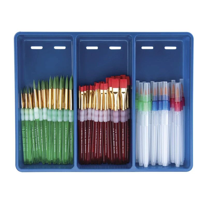 Royal Brush, Big Kids Choice Paint Brush and Apron Pack, Assorted Sizes, Pack of 72 Brushes/12 Aprons