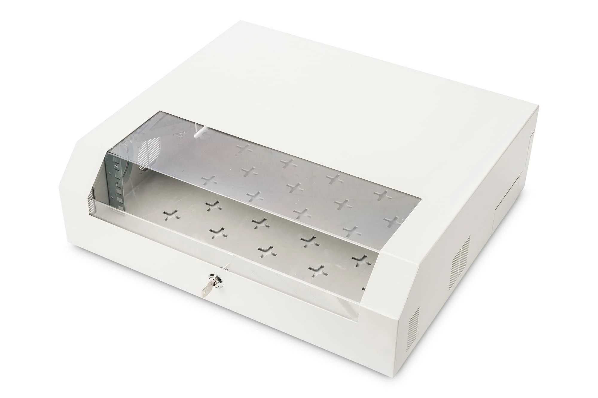 Digitus Wall mounting cabinet, SOHO, slim, 145x525x475 mm 3U rotatable, 2U fix, color grey (RAL 7035), DN-19 04U-PB